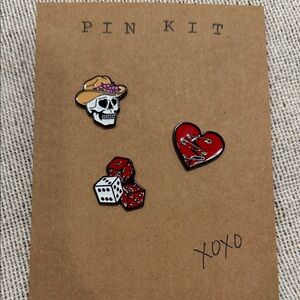 Skull, Dice, and Heart Pin Set